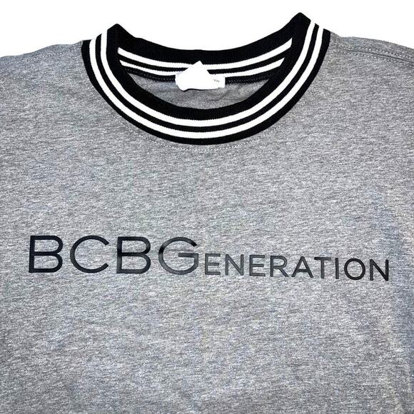 BCBGeneration Womens Sweatshirt Mesh Sleeve Athletic Pullover Retro Gray Large - Picture 4 of 13